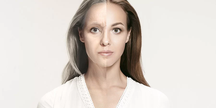 Comparison portrait of beautiful woman.